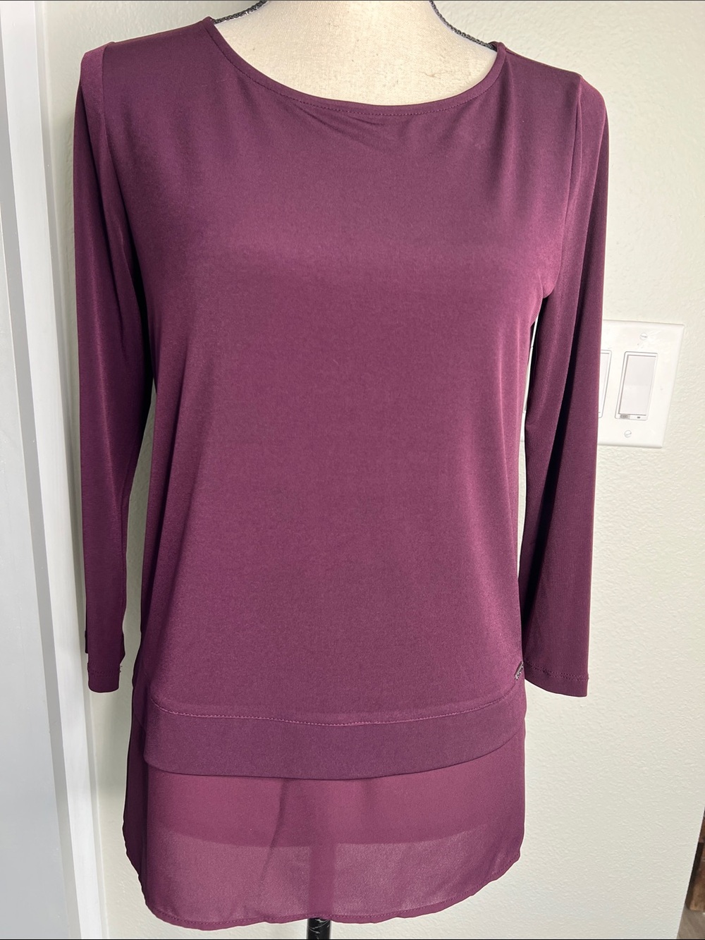 Ivanka Trump Plum Layered Hem Blouse